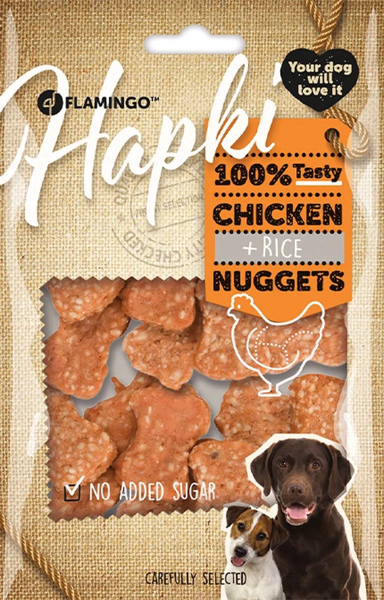 Hapki - hondensnack 85 gr chicken en rice nuggets - geen toegevoegde suiker by Flamingo – product photo