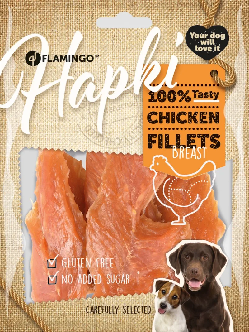 Hapki -Hondensnack Dried Chicken Breast 170 gr - glutenvrij - geen toegevoegde suiker fra Flamingo – produktbillede