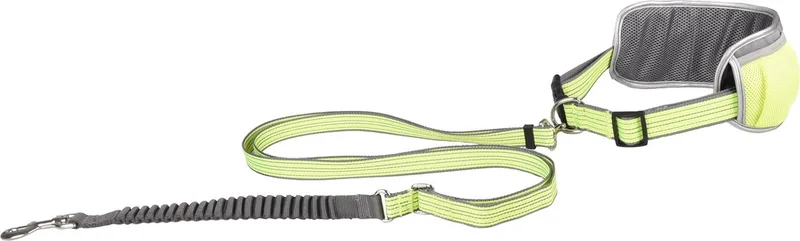 hardloopriem hond – heupriem hond – jogginglijn hond reflecterend – handsfree hondenriem Rono Fluo de Flamingo en Jaune – photo produit