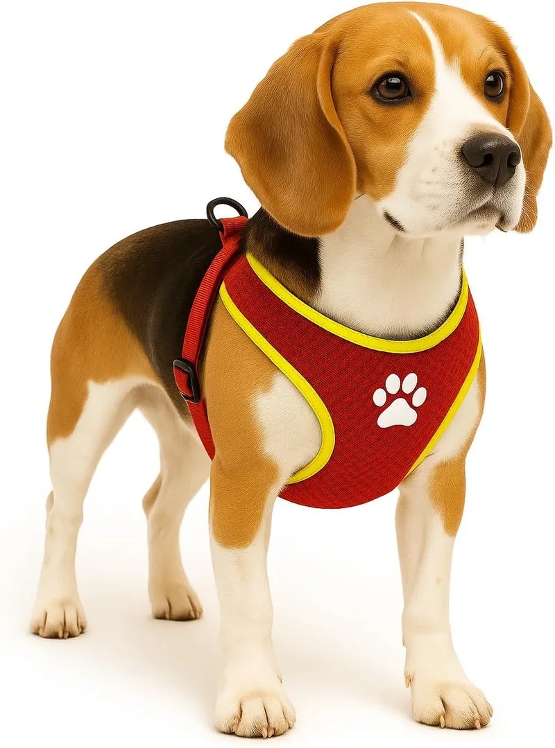Harnas hond – honden tuigje – harnas hond anti trek – hondentuigjes – hondentuig anti trek – Flamingo Step&Go Tasha – maat M – A:53cm B:65-75cm x 20mm x 5mm by Flamingo in Red – product photo