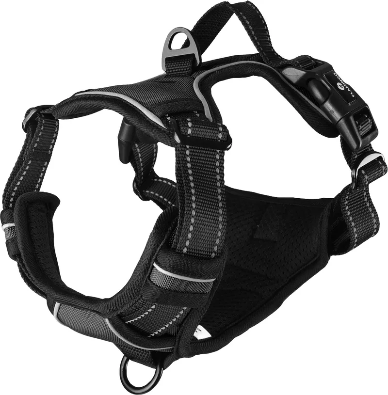 Harnas hond – honden tuigje – harnas hond anti trek – hondentuigjes – hondentuig anti trek – Flamingo Balou – maat M – A:32-56cm B:50-65cm by Flamingo in Black – product photo