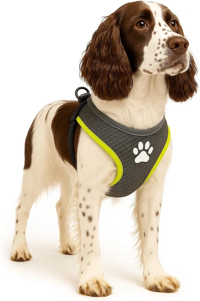 Harnas hond – honden tuigje – harnas hond anti trek – hondentuigjes – hondentuig anti trek – Flamingo Step&Go Tasha – maat L – A:58cm B:75-95cm x 20mm x 5mm by Flamingo in Grey – product photo