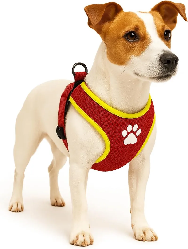 Harnas hond – honden tuigje – harnas hond anti trek – hondentuigjes – hondentuig anti trek – Flamingo Step&Go Tasha – maat S – A:46cm B:55-65cm x 12mm x 5mm by Flamingo in Red – product photo