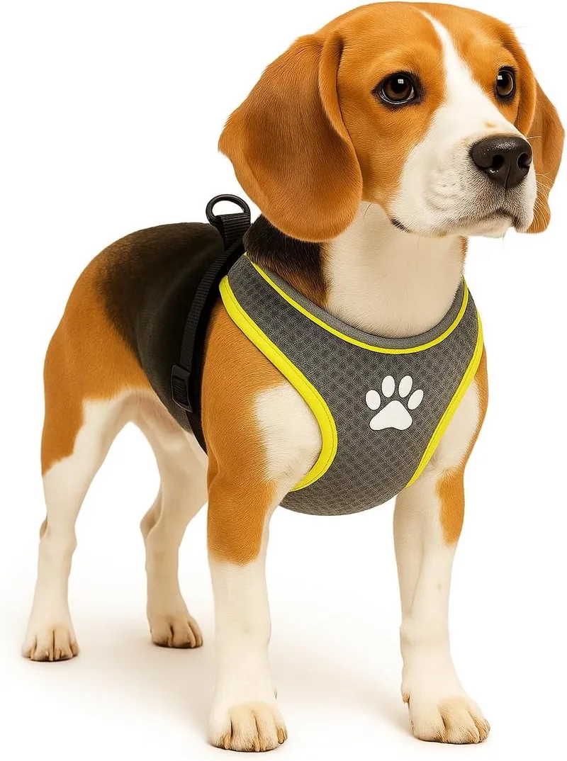 Harnas hond – honden tuigje – harnas hond anti trek – hondentuigjes – hondentuig anti trek – Flamingo Step&Go Tasha – maat M – A:53cm B:65-75cm x 20mm x 5mm fra Flamingo i Grå – produktbillede