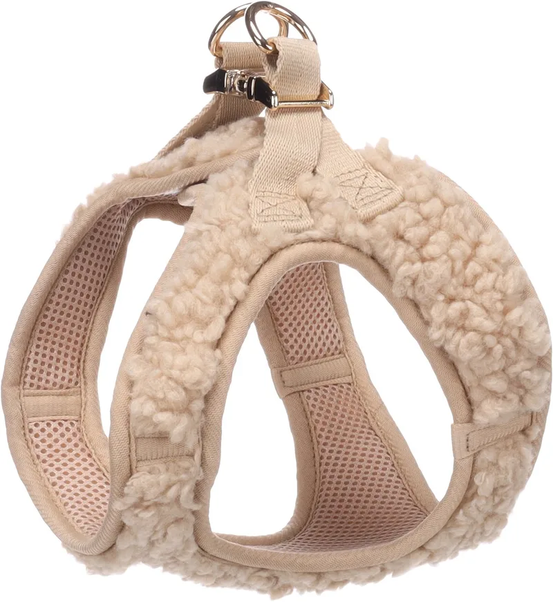 Harnas Step&Go Pookie - Hondentuigje in Teddystof - Maat M: 30-35 cm x 41-44 cm x 5 mm fra Flamingo i Beige – produktbillede