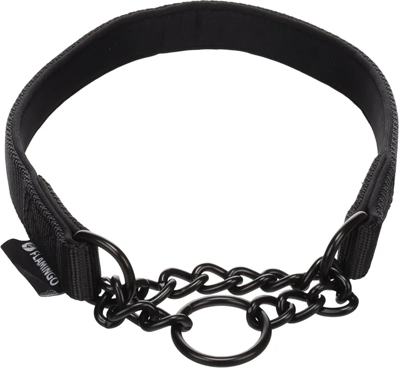 Hond Anti-trek halsband Trero Zwart M 38-50cm 20mm de Flamingo – photo produit