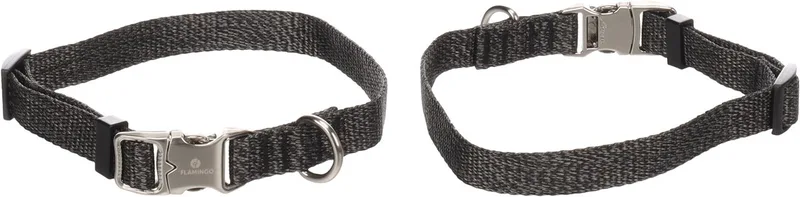 Hond Halsband Mago XS 20-35cm 15mm de Flamingo en Gris foncé – photo produit