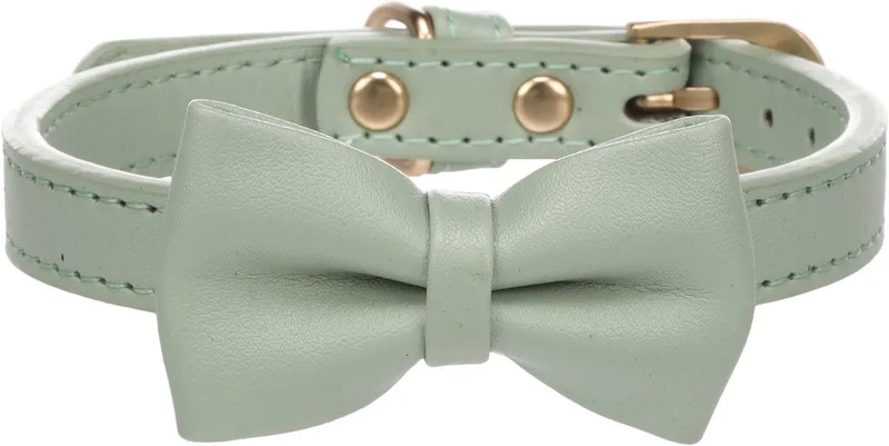 Hond Halsband met strik Nela S 29-35cm 15mm fra Flamingo i Muntgroen – produktbillede