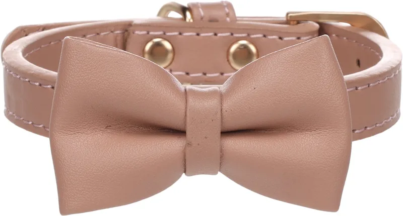 Hond Halsband met strik Nela XS / S 24-30cm 15mm de Flamingo en Rose – photo produit