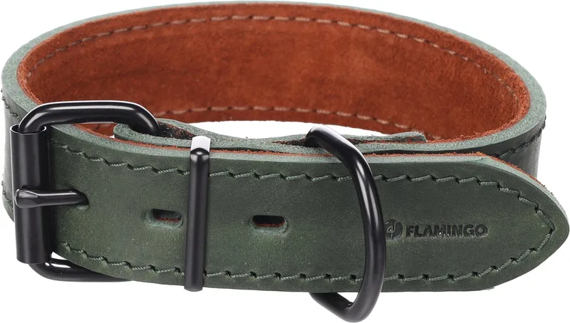 Hond Halsband Montana Groen M 35-45cm 35mm de Flamingo – photo produit