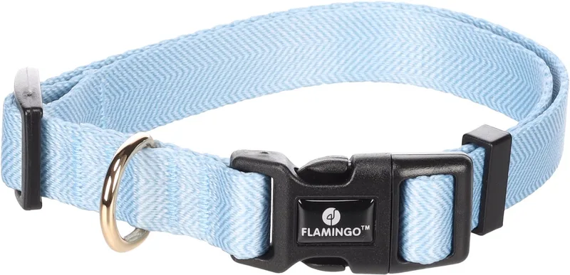 Hond Halsband Noekie M 40-55cm 20mm de Flamingo en Bleu – photo produit