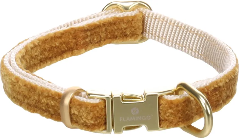 Hond Halsband Saba Geel XS 20-35cm 10mm de Flamingo – photo produit