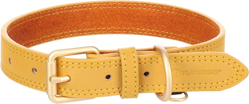 Hond Halsband Virginia Geel M / L 38-48cm 25mm by Flamingo – product photo