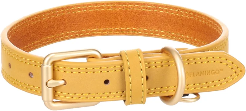 Hond Halsband Virginia Geel S / M 31-39cm 20mm de Flamingo – photo produit