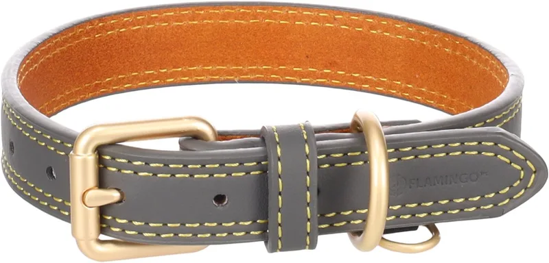 Hond Halsband Virginia Grijs S / M 31-39cm 20mm de Flamingo – photo produit