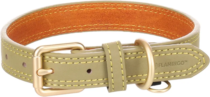 Hond Halsband Virginia Groen S / M 31-39cm 20mm de Flamingo – photo produit