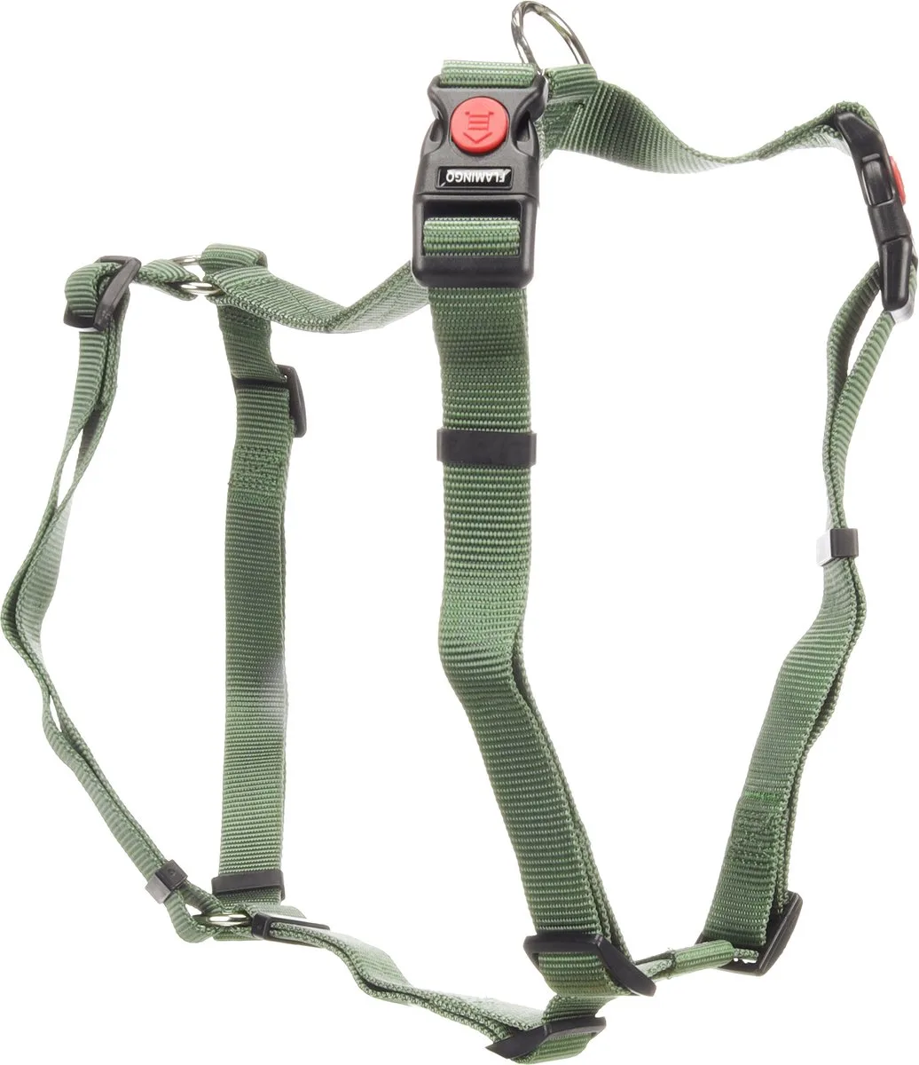 Hond Harnas H-vorm Ziggi Kaki XL 70-110cm 85-120cm 25mm från Flamingo – produktbild