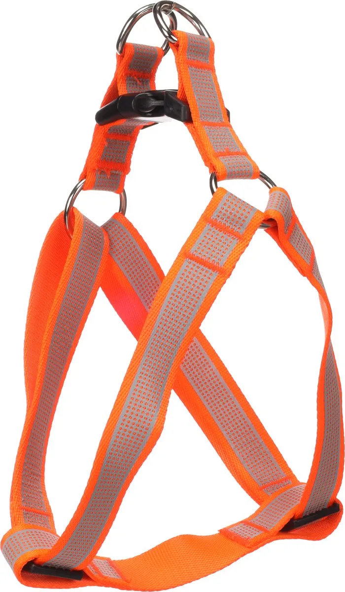 Hond Harnas Step&Go Fierro Fluo oranje L 40-70cm 40-70cm 25mm de Flamingo – photo produit