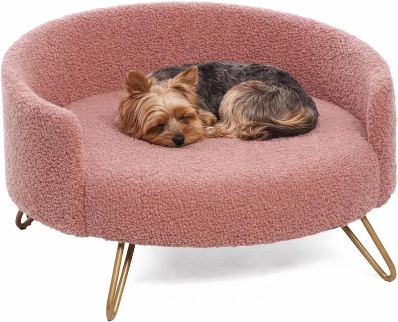 Hondenbed – Sofa hond – Sofa kat – Flamingo Dizco Rond – 51 x 50 x 30,5 cm – metalen pootjes by Flamingo in Pink – product photo