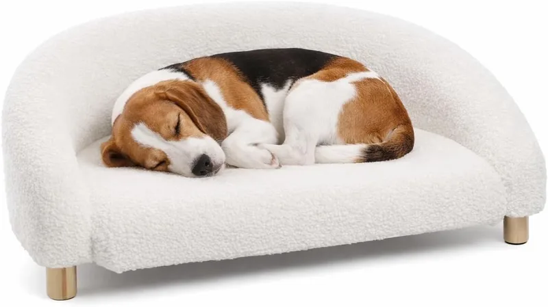 Hondenbed – Sofa hond – Sofa kat – Flamingo Dorado Halfrond Wit – 77 x 50 x 27 cm – houten pootjes – afwasbaar de Flamingo en Wit1 – photo produit