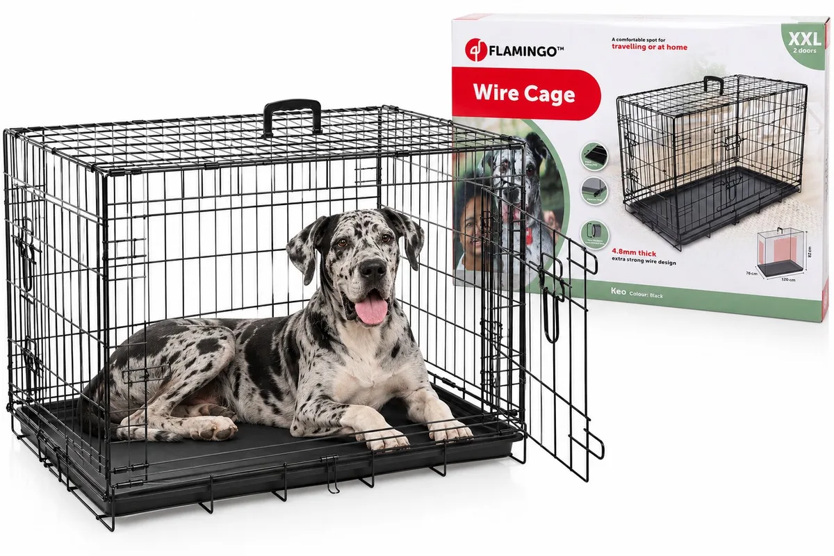 Hondenbench - draadkooi hond van Flamingo in Zwart – productfoto