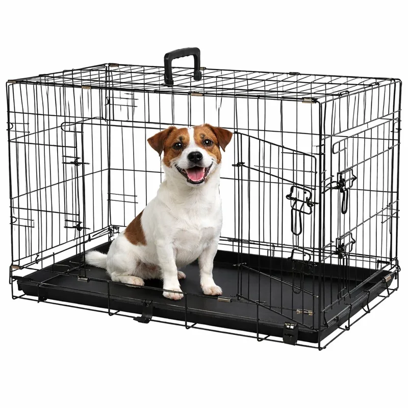 Hondenbench M – Opvouwbare Hondenbench Auto – Hondenbench Draadkooi Mezo – 77x47x55 cm – Stevig & Ruimtebesparend by Flamingo in Black – product photo