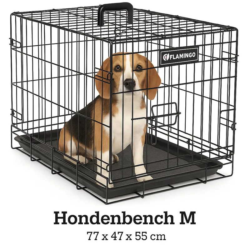 Hondenbench M – Opvouwbare Hondenbench Auto – Hondenbench Draadkooi Zwart – 77x47x55 cm – Flamingo hondenbench Ebo Zwart von Flamingo in Schwarz – Produktfoto