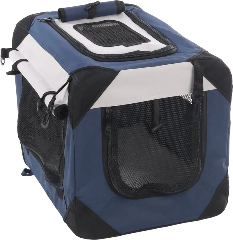 hondenbench – reisbench hond – opvouwbare bench – Transportkooi Geronimo M – 70x52x52 cm de Flamingo en Bleu – photo produit