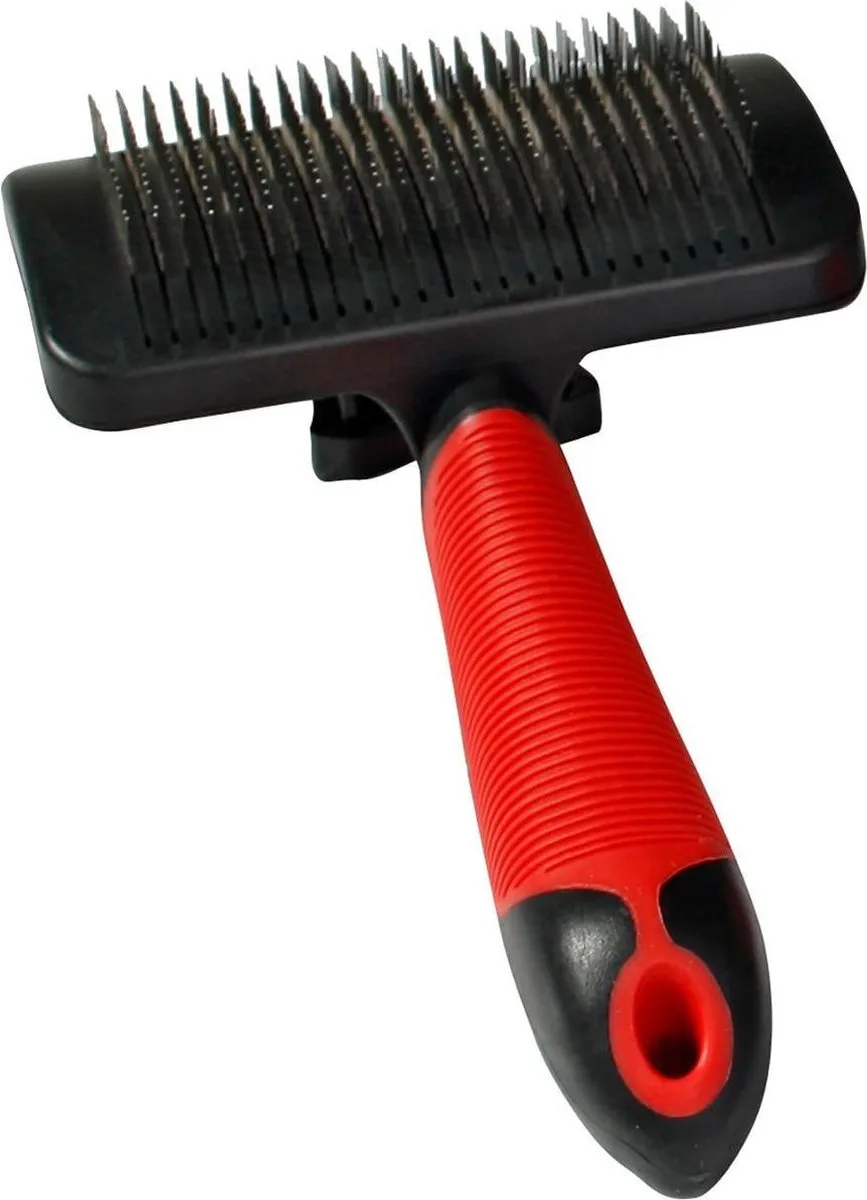 Hondenborstel Slickerborstel Easy Clean - L - 11 x 5.5 x 18.5 cm de Flamingo en Rouge – photo produit
