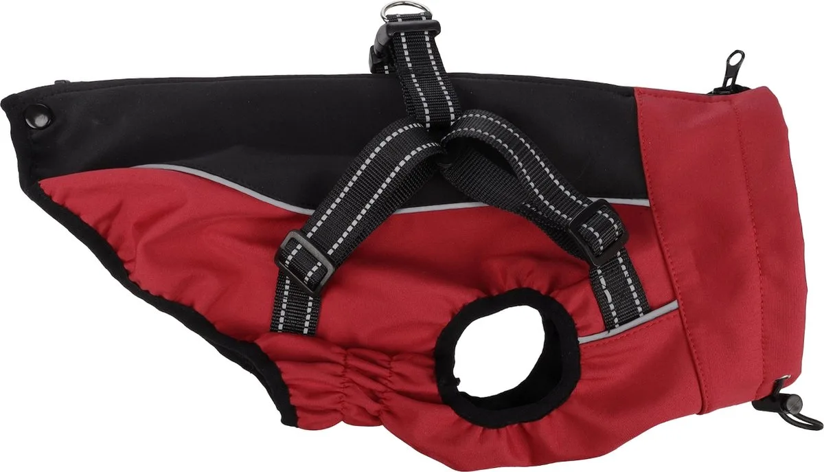 Hundemantel Mantel Dexter rot/schwarz von Flamingo in Rot – Produktfoto