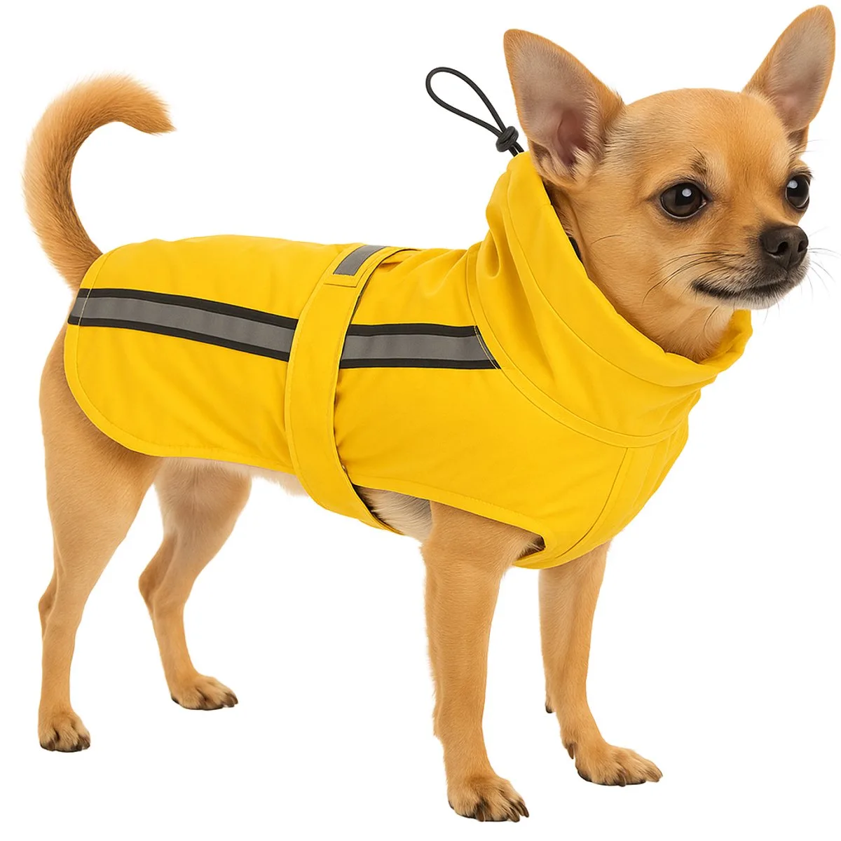 Hondenjas – Regenjas hond – Waterdichte hondenregenjas met borst- en buikbedekking – Flamingo Regenjas Ciro – 30 cm by Flamingo in Yellow – product photo