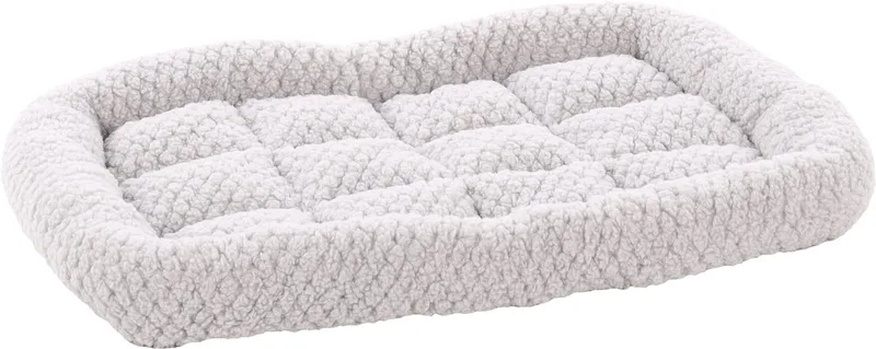 Hondenkussen – Benchkussen – Extra zacht hondenkussen 55,5 x 38,5 cm – Geschikt voor hondenbench en kattenkussen – Flamingo Jacquard Rechthoekig de Flamingo en Gris – photo produit