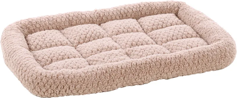 Hondenkussen – Benchkussen – Extra zacht hondenkussen 55 x 38 cm – Geschikt voor hondenbench en kattenkussen – Flamingo Jacquard Rechthoekig von Flamingo in Taupe – Produktfoto