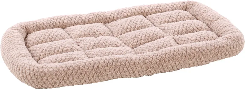 Hondenkussen – Benchkussen – Extra zacht hondenkussen 70,5 x 41,5 cm – Geschikt voor hondenbench en kattenkussen – Flamingo Jacquard Rechthoekig von Flamingo in Taupe – Produktfoto