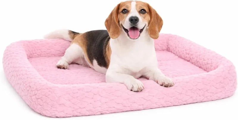 Hondenkussen – Hondenmand – Naya Rechthoekig met rand 85,5x51cm – extra steun – comfortabel de Flamingo en Rose – photo produit