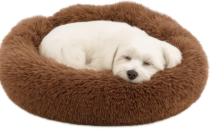 Hondenmand – Donut Hondenmand – Kattenmand Mokka – 55 cm – Extra zacht & luxe voor hond of kat – Flamingo Mand Pacha de Flamingo en Marron – photo produit