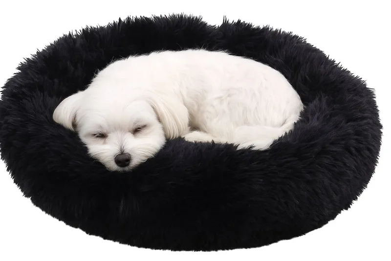 Hondenmand – Donut Hondenmand – Kattenmand Pacha Rond Ø55 cm – Extra Zacht & Luxe voor Hond of Kat by Flamingo in Black – product photo