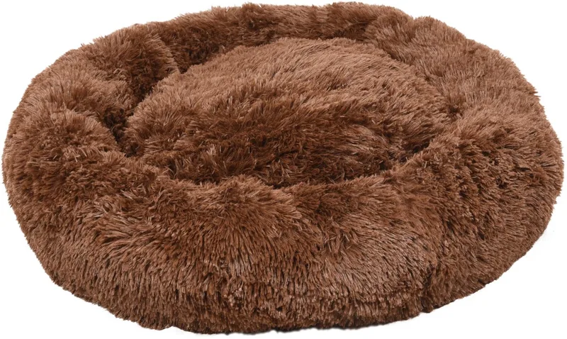 Hondenmand – Donut Hondenmand – Kattenmand – Ronde Pluche Mand met Antislip – Mand Krems – Ø70 cm de Flamingo en Marron – photo produit