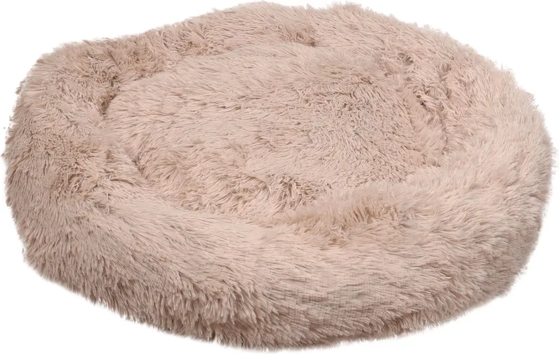 Hondenmand – Donut Hondenmand – Kattenmand – Ronde Pluche Mand met Antislip – Mand Krems – Ø70 cm de Flamingo en Beige – photo produit