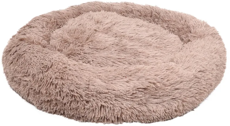 Hondenmand – Donut Hondenmand – Kattenmand – Ronde Pluche Mand met Antislip – Mand Krems Lichtbruin – Ø70 cm de Flamingo en Marron – photo produit