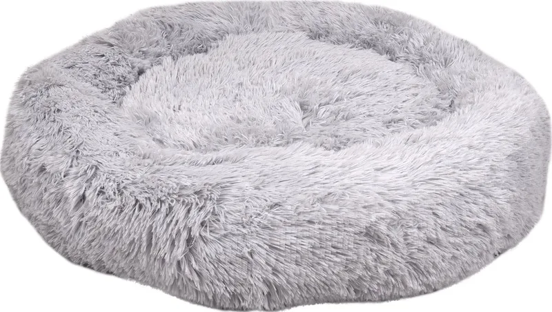 Hondenmand – Donut Hondenmand – Kattenmand – Ronde Pluche Mand met Antislip – Mand Krems – Ø70 cm de Flamingo en Gris clair – photo produit
