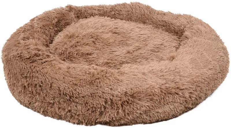 Hondenmand – Donut Hondenmand – Kattenmand – Ronde Pluche Mand met Antislip – Mand Krems – Ø70 cm by Flamingo in Mokka – product photo