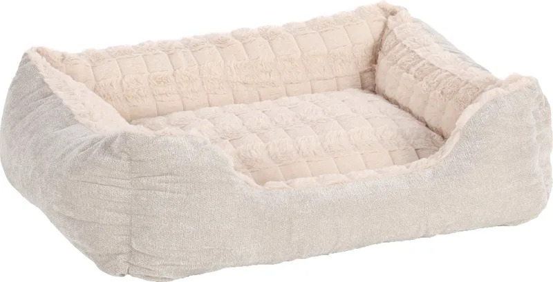 Hondenmand – hondenkussen – hondenbed – Flamingo Verona Rechthoekig – 65x50x20 cm – pluche mand met afneembare hoes en antislip bodem – wasbaar op 30°C von Flamingo in Beige – Produktfoto