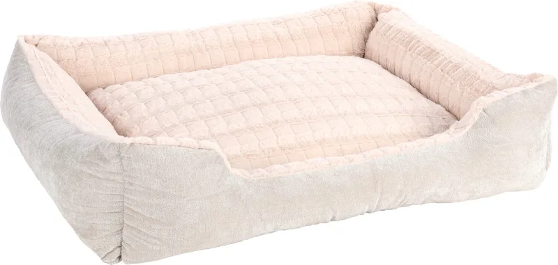Hondenmand – hondenkussen – hondenbed – Flamingo Verona Rechthoekig – 100x80x25 cm – pluche mand met afneembare hoes en antislip bodem – wasbaar op 30°C by Flamingo in Beige – product photo