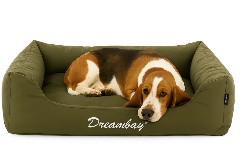 Hondenmand – orthopedisch hondenkussen Dreambay® 100x80cm – waterafstotend & afneembare hoes – duurzaam comfort uit Europa by Flamingo in Olijfgroen – product photo