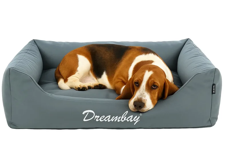 Hondenmand – orthopedisch hondenkussen Dreambay® 100x80cm – waterafstotend & afneembare hoes – duurzaam comfort van Europese kwaliteit de Flamingo en Petrol – photo produit