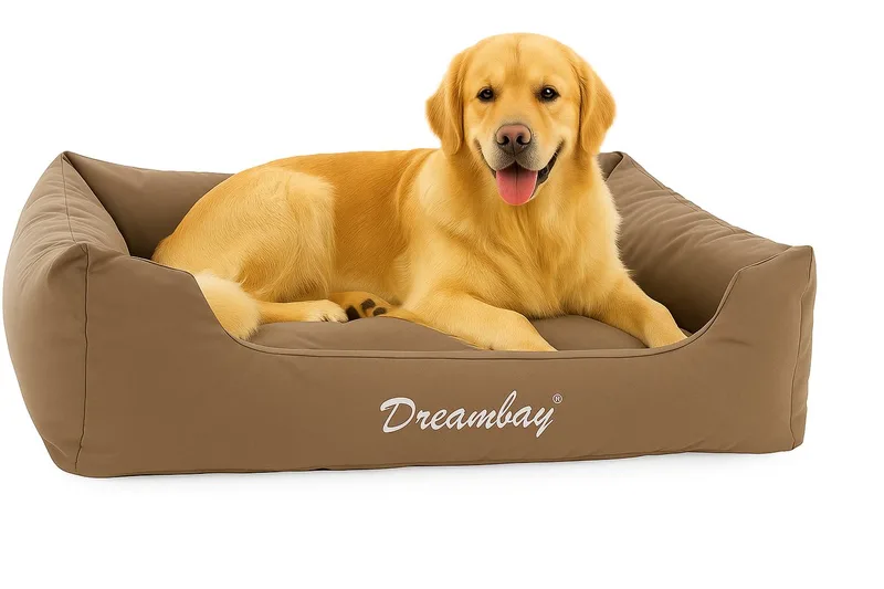 Hondenmand – orthopedisch hondenkussen Dreambay® 120x95cm – waterafstotend & afneembare hoes – duurzaam comfort van Europese topkwaliteit by Flamingo in Taupe – product photo