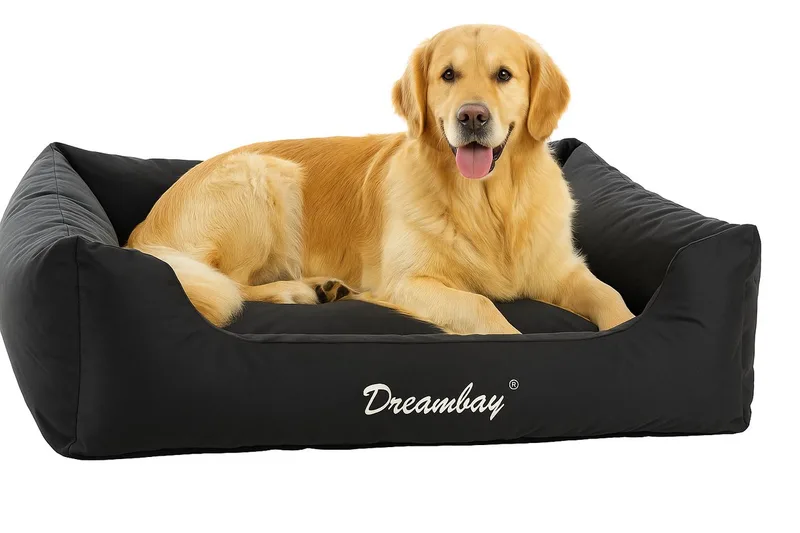 Hondenmand – orthopedisch hondenkussen Dreambay® 120x95cm – waterafstotend & afneembare hoes – comfortabel en duurzaam Europees design de Flamingo en Noir – photo produit