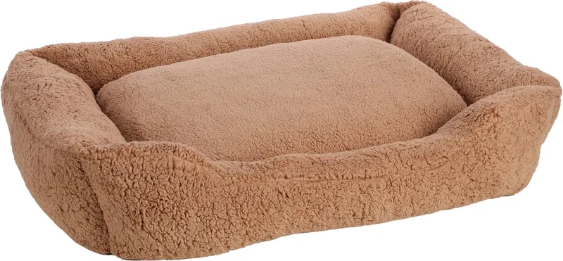 Hondenmand orthopedisch – hondenkussen – hondenbed – Flamingo Felpa Rechthoekig – 100x80x25 cm – pluche mand met memory foam & afneembare hoes – antislip bodem – wasbaar op 30°C by Flamingo in Mokka – product photo