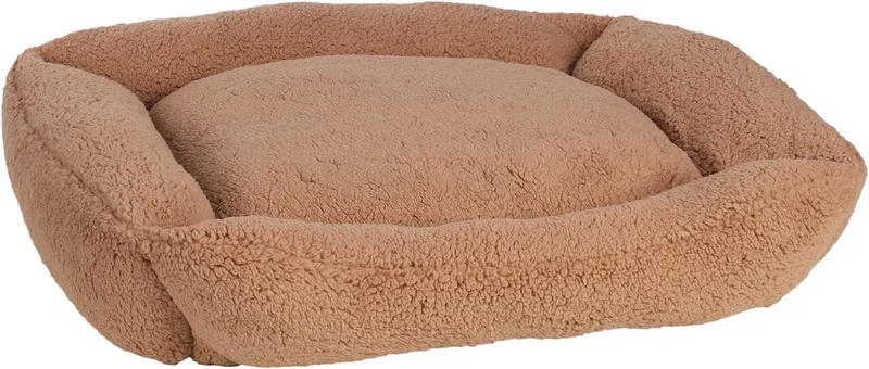 Hondenmand orthopedisch – hondenkussen – hondenbed – Flamingo Felpa Rechthoekig – 80x67x22 cm – pluche mand met memory foam & afneembare hoes – antislip bodem – wasbaar op 30°C de Flamingo en Mokka – photo produit
